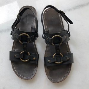 Isabel Marant black leather sandals brass size 40